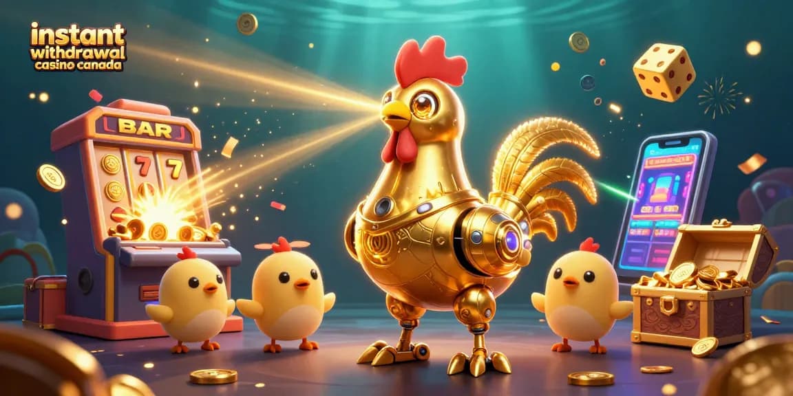 Experience instant withdrawal casino Canada excitement with a colorful jackpot explosion and vibrant gaming elements.