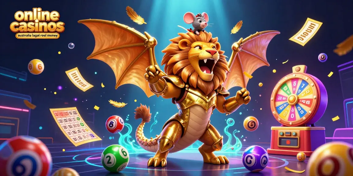 Play and win at online casinos Australia legal real money with exciting gaming elements depicted in 3D.
