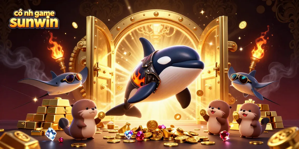 Experience the excitement at cổng game sunwin with vibrant casino-themed characters and treasure!